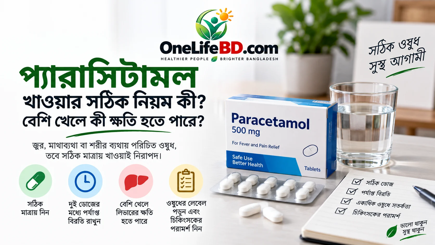প্যারাসিটামল খাওয়ার সঠিক নিয়ম ও অতিরিক্ত প্যারাসিটামল খাওয়ার ঝুঁকি